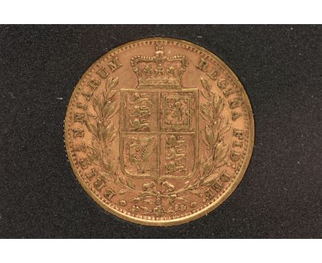 A CASED FULL GOLD SOVEREIGN COIN QUEEN VICTORIA (SYDNEY MINT) SHIELD BACK 1884, 7.98 gram, .916 fine, 22.05mm