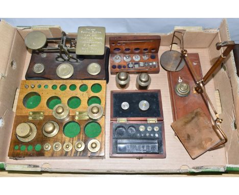 TWO SETS OF POSTAL SCALES, together with three incomplete sets of weights