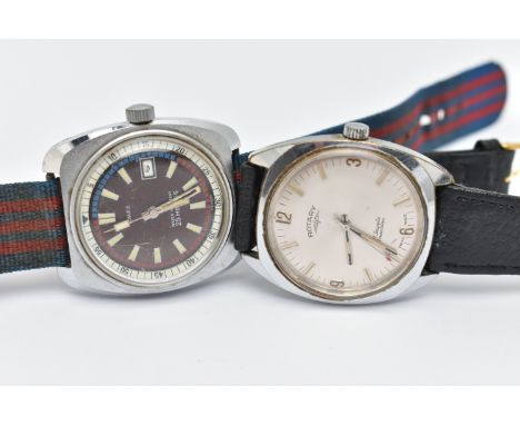 TWO GENTS WRISTWATCHES, to include an AF, manual wind 'Rotary' wristwatch, round silvered dial signed 'Rotary 17 jewels Incab