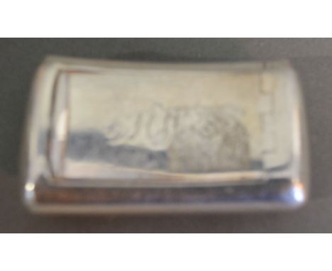 A George III Silver Snuff Box of Curved Form engraved with Initials London 1808, maker's mark WB