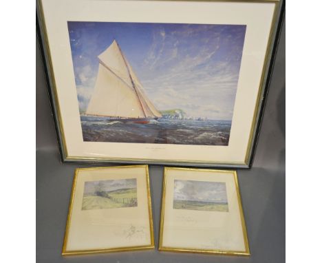 After Gordon FrickersROYAL YACHT BRITTANIAColoured print, together with two coloured prints after Lionel Edwards