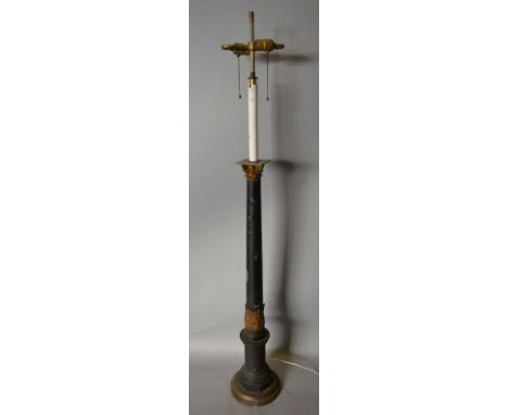 A Toleware Lamp Standard of Corinthian Form, 141 cms tall