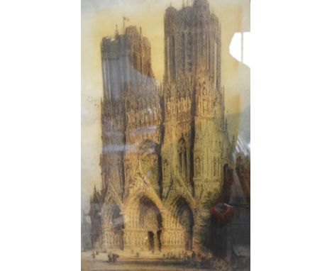 After James Alphege Brewer, 1909 - 1938, EnglandTHE WEST FRONT OF RHEIMS CATHEDRALEtching, signed in pencil, 60 x 40 cms, tog