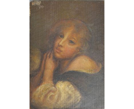 After Jean Baptiste GreuzeGIRL WITH FOLDED HANDSOil on oak panel, 19 x 13 cms