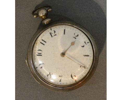 A George IV London Silver Pair Cased Pocket Watch with Arabic Numerals and with fusee movement by George Hope, London