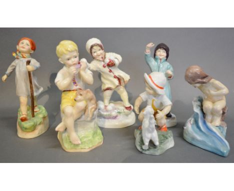 A Royal Worcester Porcelain Months of the Year Figure 'February' together with three similar December, August and June, a Roy