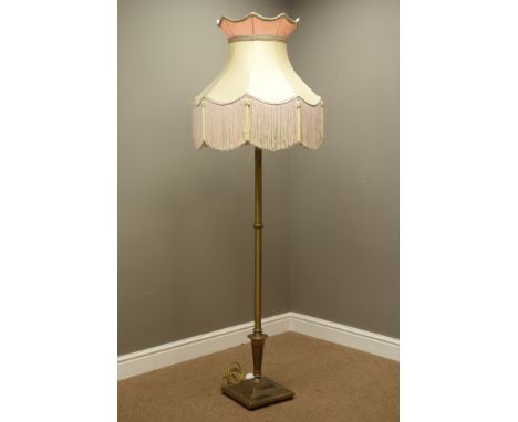 Burnished brass finish standard lamp on reeded column, H145cm (This item is PAT tested - 5 day warranty from date of sale) an