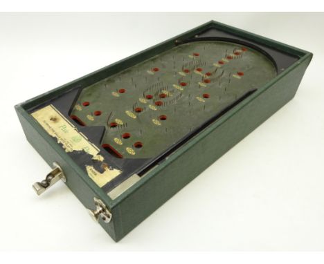 1920's 'The Pixie Pin Game' bagatelle type game including a set of three steel balls, L54cm    Condition Report   Click here 