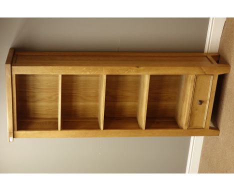 Light oak four tier open bookcase with single drawer, W70cm, H182cm, D37cm   Condition Report   Click here for further images