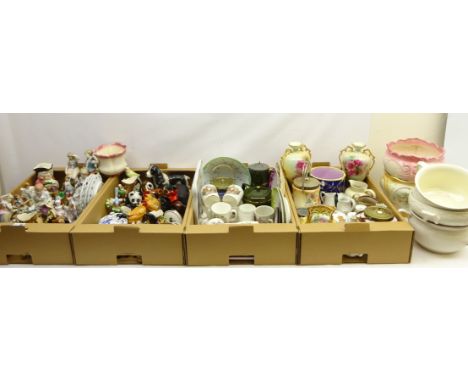 Majolica planter, Hornsea crested ware muffin dish, early 20th century commemorative ware, Beswick style ceramic horse with j
