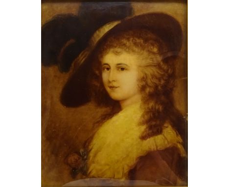 Bust Portrait of a Georgian Lady in a Feathered Hat and Georgiana Duchess of Devonshire, two Victorian crystoleums 22.5cm x 1