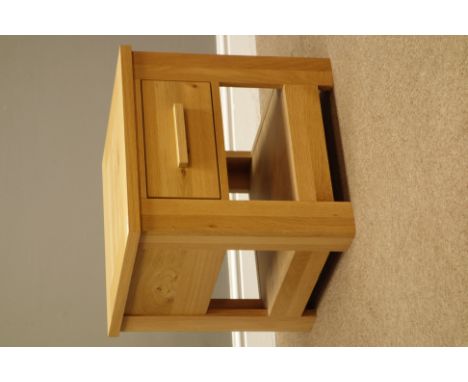 Light oak single drawer bedside lamp table, W50cm, H50cm, D50cm   Condition Report   Click here for further images, condition