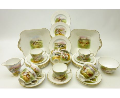 Early 20th century Spode Copelands China Ornithological tea service for twelve persons, each panel hand finished with differe