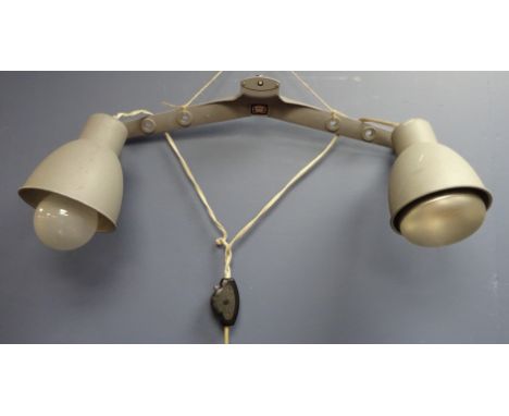 Zeiss Ikon, twin branch aluminium work bench lamp, no.1310, L63cm    Condition Report   Click here for further images, condit