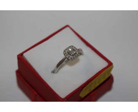 A vintage Sterling silver and diamond set ring size P/Q