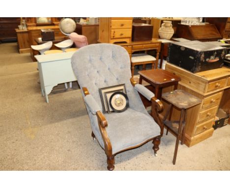 A late Victorian button back armchair 