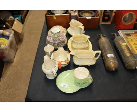 A quantity of various china to include Myott sauce boat, sugar bowl and cream jug, various cups and saucers etc.