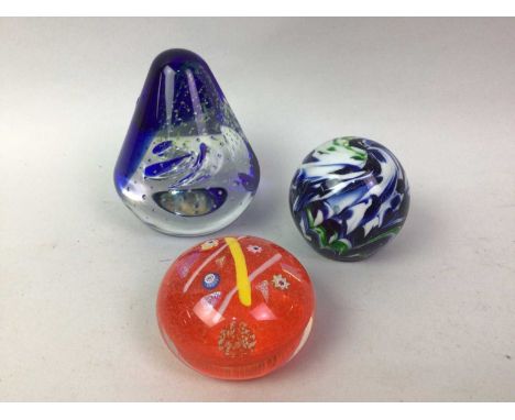 GROUP OF GLASS PAPERWEIGHTS, including Selkirk glass, dated 2002, Pfeiffer, Caithness Noughts And Crosses and others, along w