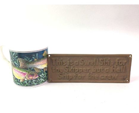 FISHING INTEREST, GROUP OF MIXED ITEMS, including a Swedish desk piece, signed Mark Jonanon, along with other items, includin