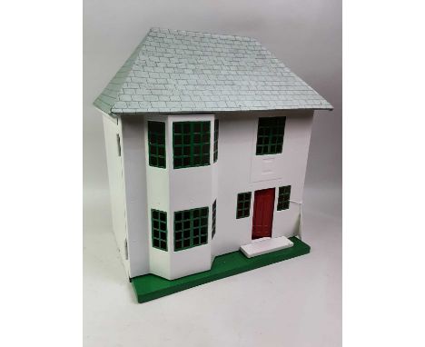 SCRATCHBUILT DOLLS HOUSE, 20TH CENTURY along with model furnishings, including a sofa and mattress46cm high