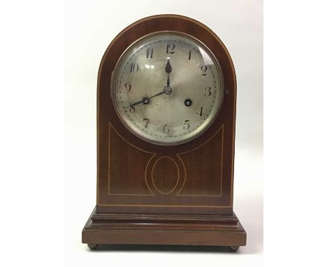 MAHOGANY MANTEL CLOCK WITH DOME TOP, BY WURTTEMBURG the face with Arabic numerals32cm high