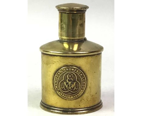 MAWSON & THOMPSON BRASS TABLE LIGHTER, AND A GROUP OF PLATED ITEMS  including a three piece tea service and dishes lighter 10