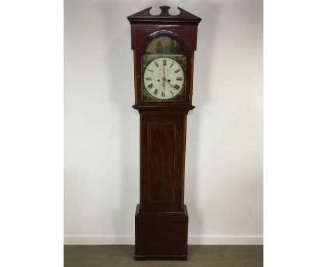 VICTORIAN GRANDFATHER CLOCK, the white enamel dial with Roman numerals