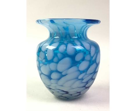 MDINA BLUE GLASS VASE, AND OTHER GLASSWARE  including a decanter and vasesvase 12cm high 