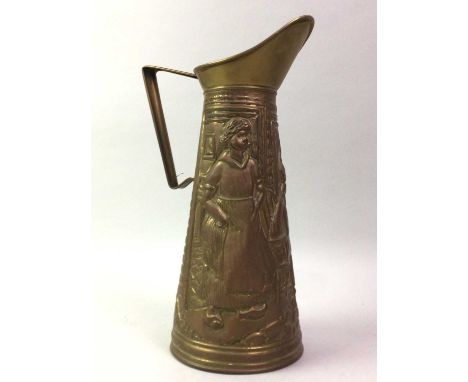 ARTS & CRAFTS COPPER AND BRASS VASE, EARLY 20TH CENTURY with Art Nouveau decoration, along with further items, to include boo
