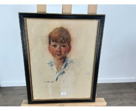 BRITISH SCHOOL, SKETCH OF A BOY pastel on paper, signed indistinctlyframed and under glassoverall size 61cm x 48cm 