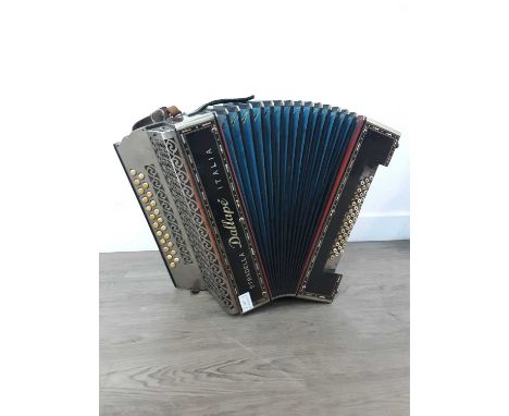 ITALIAN STRADELLA DALLAPE BUTTON ACCORDION, EARLY 20TH CENTURY with brown leather carry case, along with a Melody Junior banj