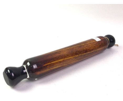 LARGE GLASS ROLLING PIN, AND OTHER ITEMS the rolling pin with brown and yellow inclusions, along with a glass dish modelled a