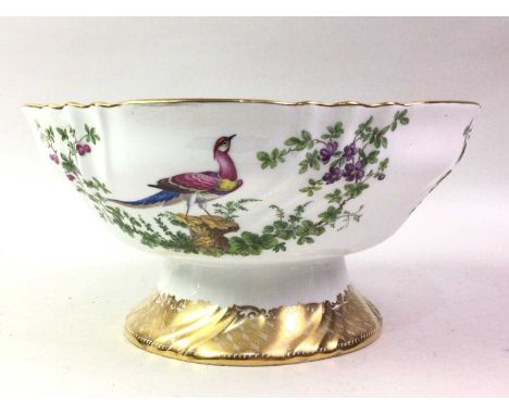 SPODE CHELSEA FRUIT BOWL, with bird decoration with a gilt rim29cm diameter 