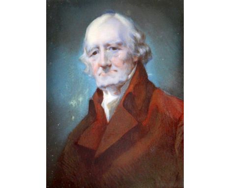 After Sir Henry Raeburnoil on ivory,Portrait of a gentleman wearing a brown coat,bears signature,3 x 2.25in.Note: The origina