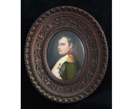 Napoleon interest: A Paris porcelain oval portrait plaque, late 19th century, painted with the figure of Napoleon Bonaparte, 
