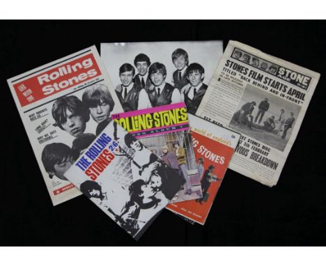 Rolling Stones memorabilia, includes five Rolling Stones press autographs signed by Brian Jones, Mick Jagger, Bill Wyman, Kei