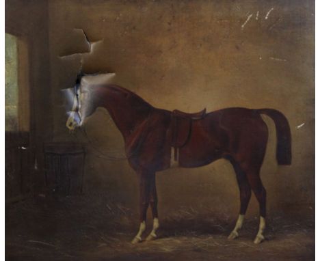 Henry Barraud (1811-1874)oil on canvas,Portrait of the racehorse 'Nicholon by Orlando-Muscouileu Dam by Camel', foaled 1857, 