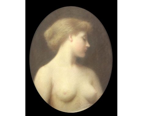 Late 19th century English Schoolpastel,Portrait of a nude woman,oval, 16.5 x 13in.