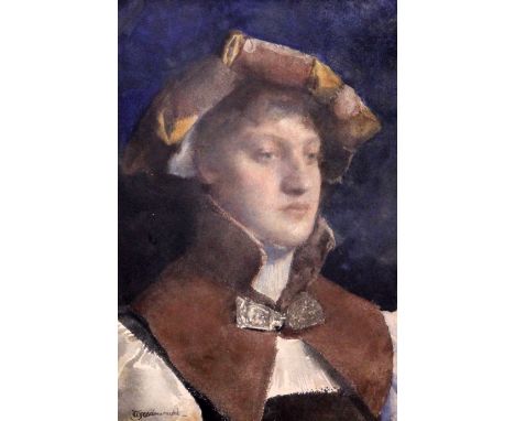 William John Wainwright (1855-1931)watercolour,Portrait of a 17th century gentleman,signed,10 x 7in.