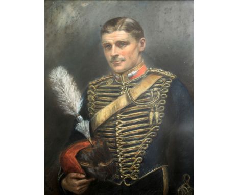 Miss May Head (Exh.1913-14)pastel,Portrait of an officer in the Hussars,signed and dated 1913,36 x 28in.