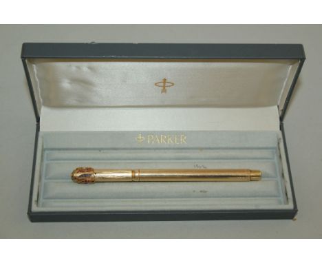 A 1920's 15ct gold and gem set Mabie Todd Swan fountain pen, 5.25in.