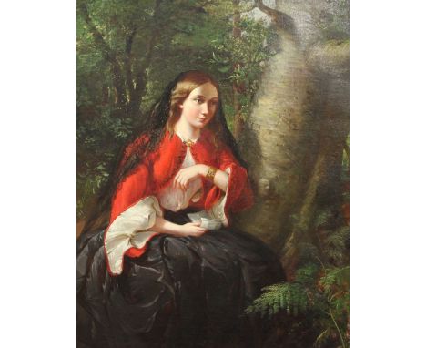 R* Cooper (19th Century)oil on canvas,Young lady reading a love letter beneath a tree carved with initials and dates,signed a