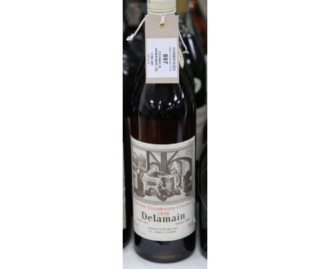 A five bottle collection of fine Cognac and Armagnac, including one Delamain Grande Champagne 1970, landed 1973, bottled 1995