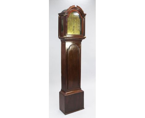 Jno Wright of Dorking. A George III mahogany eight day longcase clock, the 12 inch arched brass dial with strike / silent, an