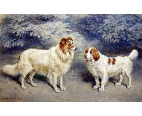 Frank Paton (1856-1909)watercolour,Portrait of a collie and a spaniel,signed and dated 1899,11.5 x 18.5in.