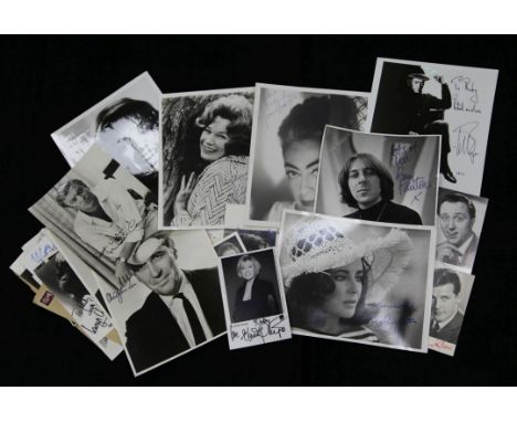 Collection of various signed photographs and autographs, mainly 1960's and 1970's stars of stage and screen, including Michae