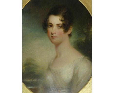 James Heath Millington (1799-1872) An oil on canvas in gilt frame and oval mount, portrait of a lady, monogrammed J.H.M and d