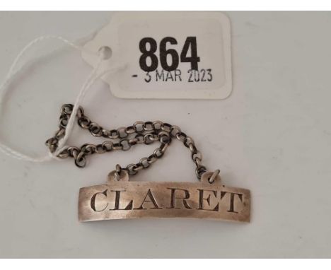 Oblong wine ticket for CLARET. London 1812 By I R