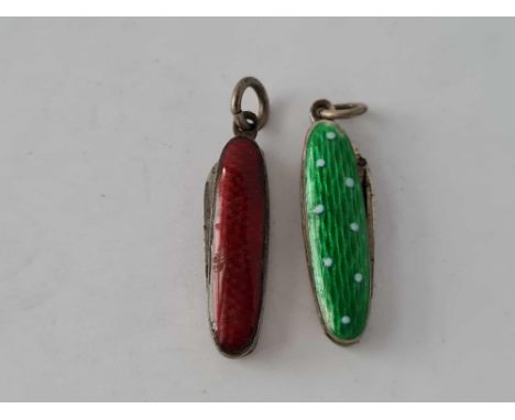 Two small enamel knives