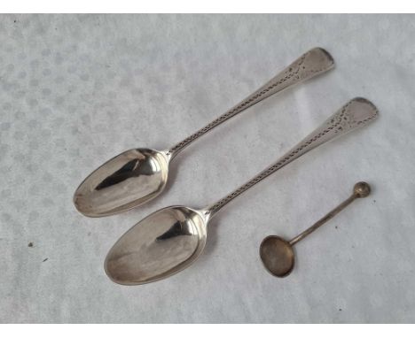 Pair of brightcut spoons. London 1784. by R C plus salt spoon
